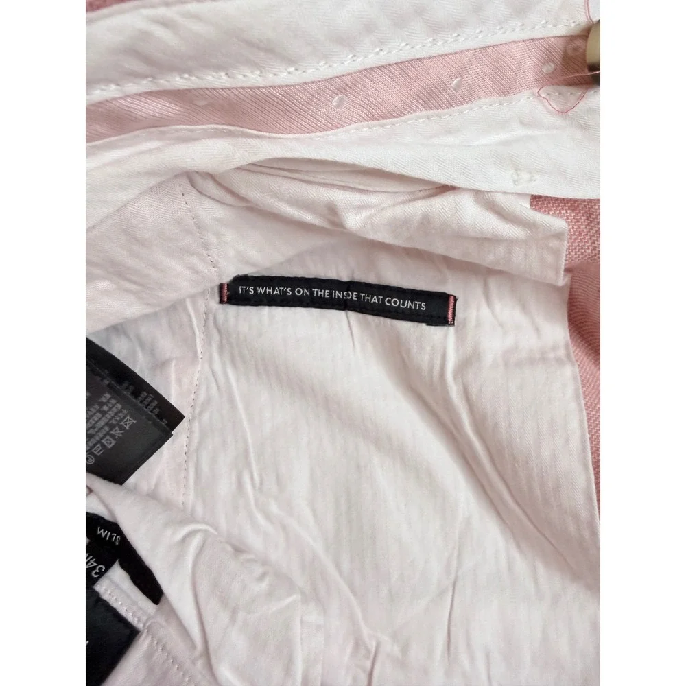 Ted Baker Trousers Mens 34R Pink Linen Blend Slim Fit Damaskt Chinos